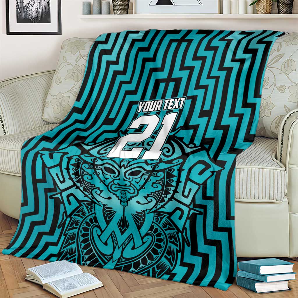 Custom Basketball New Zealand Blanket Teal Maori Ta Moko Indigenous - Polynesian Pride