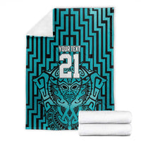 Custom Basketball New Zealand Blanket Teal Maori Ta Moko Indigenous - Polynesian Pride