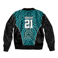 Custom Basketball New Zealand Bomber Jacket Teal Maori Ta Moko Indigenous - Polynesian Pride