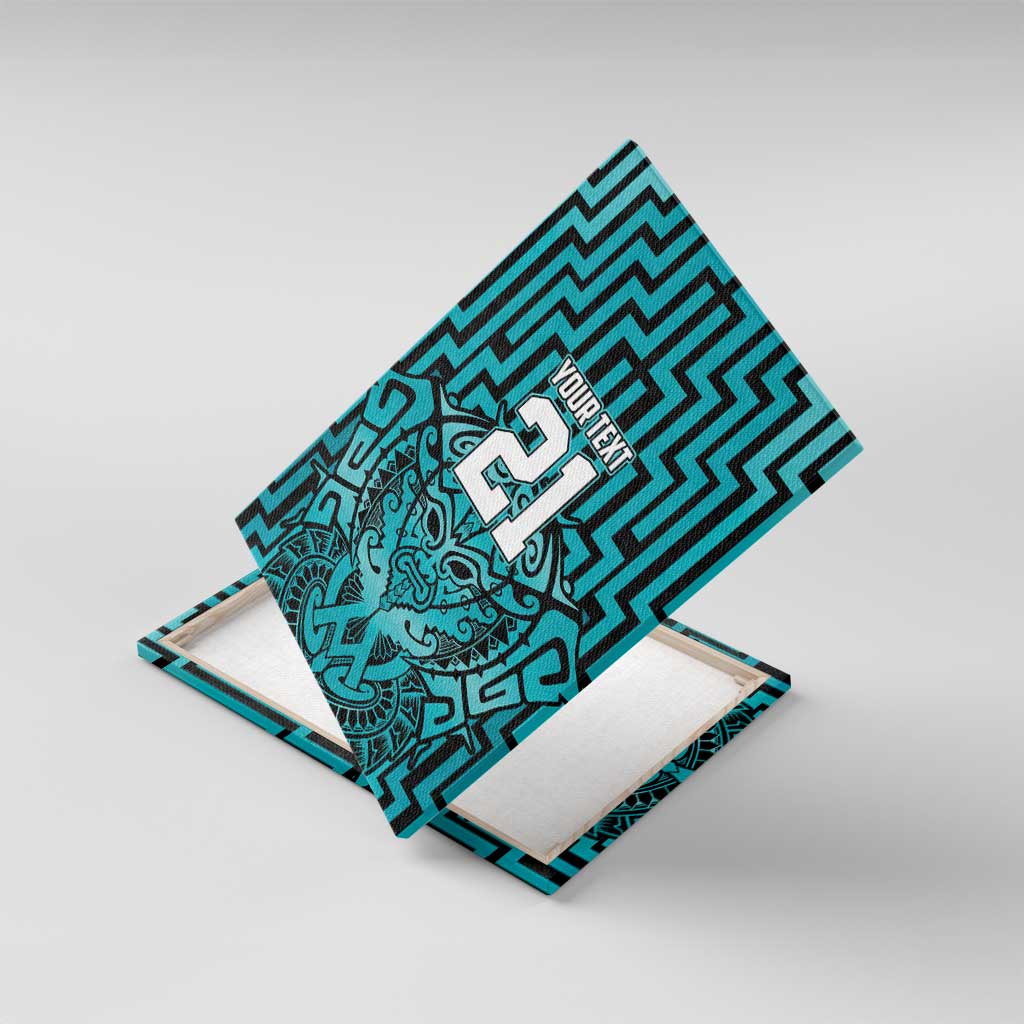 Custom Basketball New Zealand Canvas Wall Art Teal Maori Ta Moko Indigenous - Polynesian Pride
