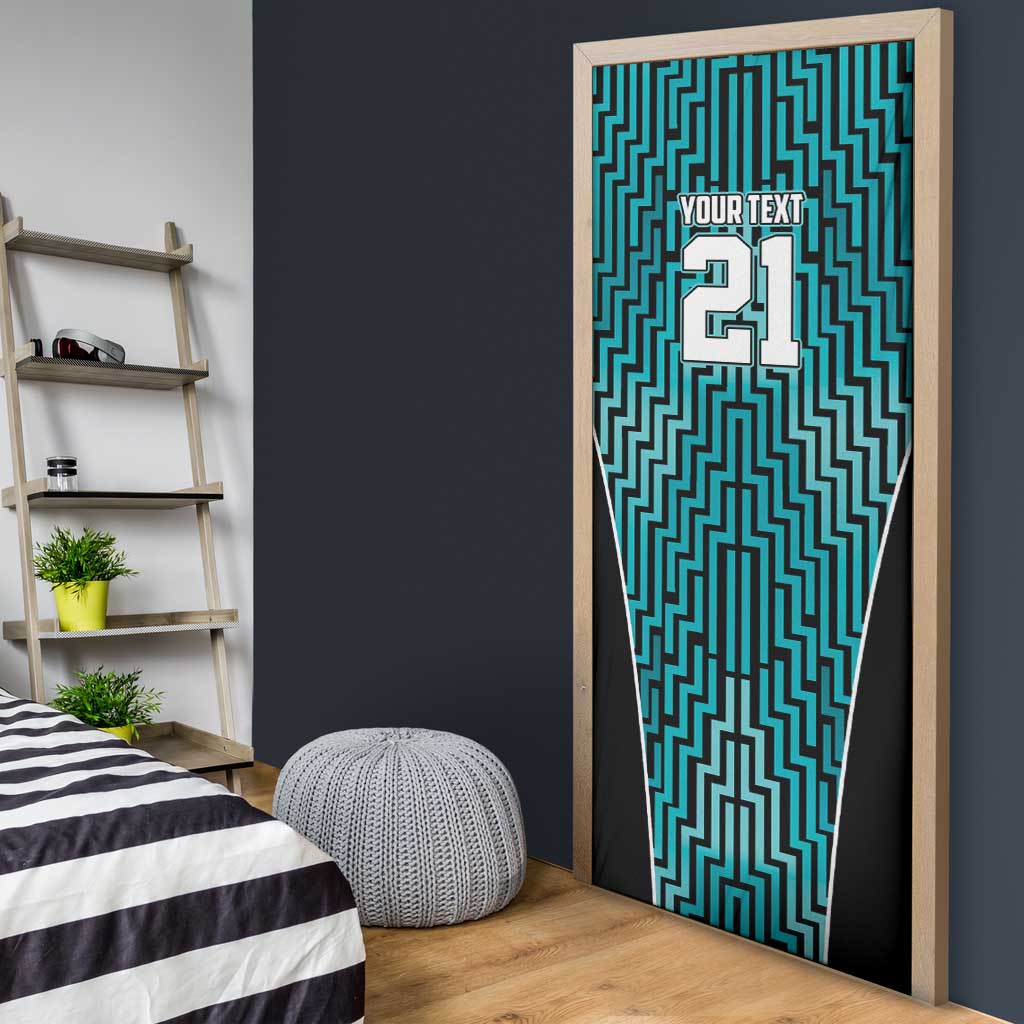 Custom Basketball New Zealand Door Cover Teal Maori Ta Moko Indigenous - Polynesian Pride