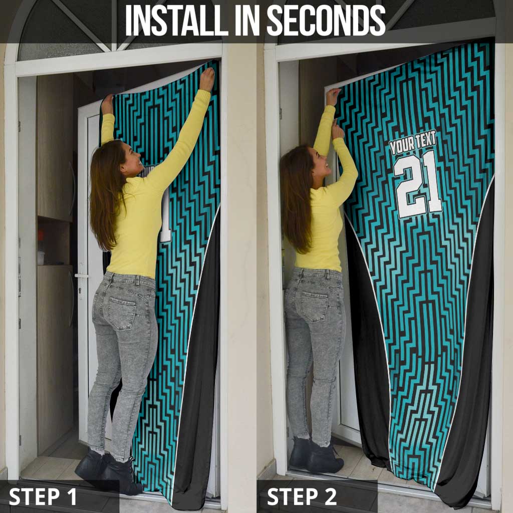 Custom Basketball New Zealand Door Cover Teal Maori Ta Moko Indigenous - Polynesian Pride
