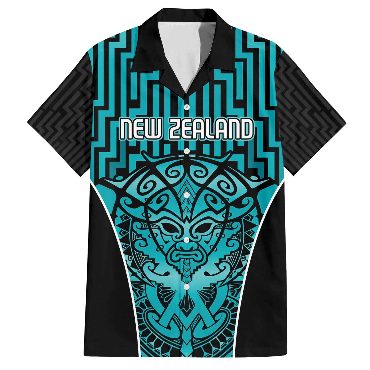Custom Basketball New Zealand Family Matching Off The Shoulder Long Sleeve Dress and Hawaiian Shirt Teal Maori Ta Moko Indigenous - Polynesian Pride