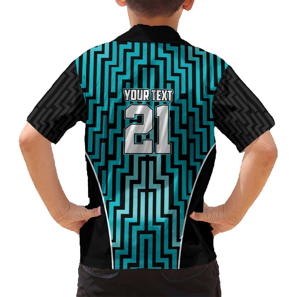 Custom Basketball New Zealand Family Matching Off Shoulder Short Dress and Hawaiian Shirt Teal Maori Ta Moko Indigenous - Polynesian Pride