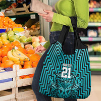Custom Basketball New Zealand Grocery Bag Teal Maori Ta Moko Indigenous - Polynesian Pride