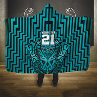 Custom Basketball New Zealand Hooded Blanket Teal Maori Ta Moko Indigenous - Polynesian Pride