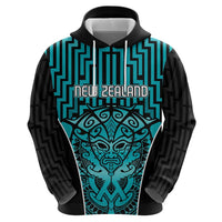 Custom Basketball New Zealand Hoodie Teal Maori Ta Moko Indigenous - Polynesian Pride