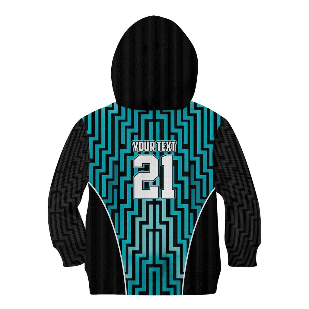 Custom Basketball New Zealand Kid Hoodie Teal Maori Ta Moko Indigenous - Polynesian Pride