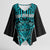 Custom Basketball New Zealand Kimono Sleeve Blouse Teal Maori Ta Moko Indigenous - Polynesian Pride