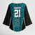 Custom Basketball New Zealand Kimono Sleeve Blouse Teal Maori Ta Moko Indigenous - Polynesian Pride