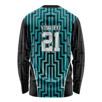 Custom Basketball New Zealand Long Sleeve Shirt Teal Maori Ta Moko Indigenous - Polynesian Pride