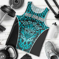 Custom Basketball New Zealand Men Tank Top Teal Maori Ta Moko Indigenous - Polynesian Pride