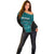 Custom Basketball New Zealand Off Shoulder Sweater Teal Maori Ta Moko Indigenous - Polynesian Pride