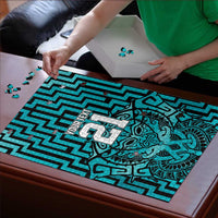 Custom Basketball New Zealand Puzzle Teal Maori Ta Moko Indigenous - Polynesian Pride