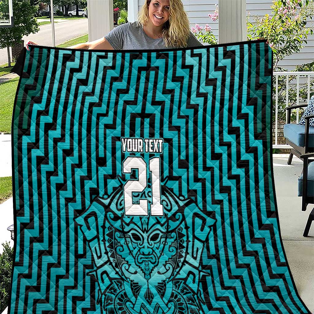 Custom Basketball New Zealand Quilt Teal Maori Ta Moko Indigenous - Polynesian Pride