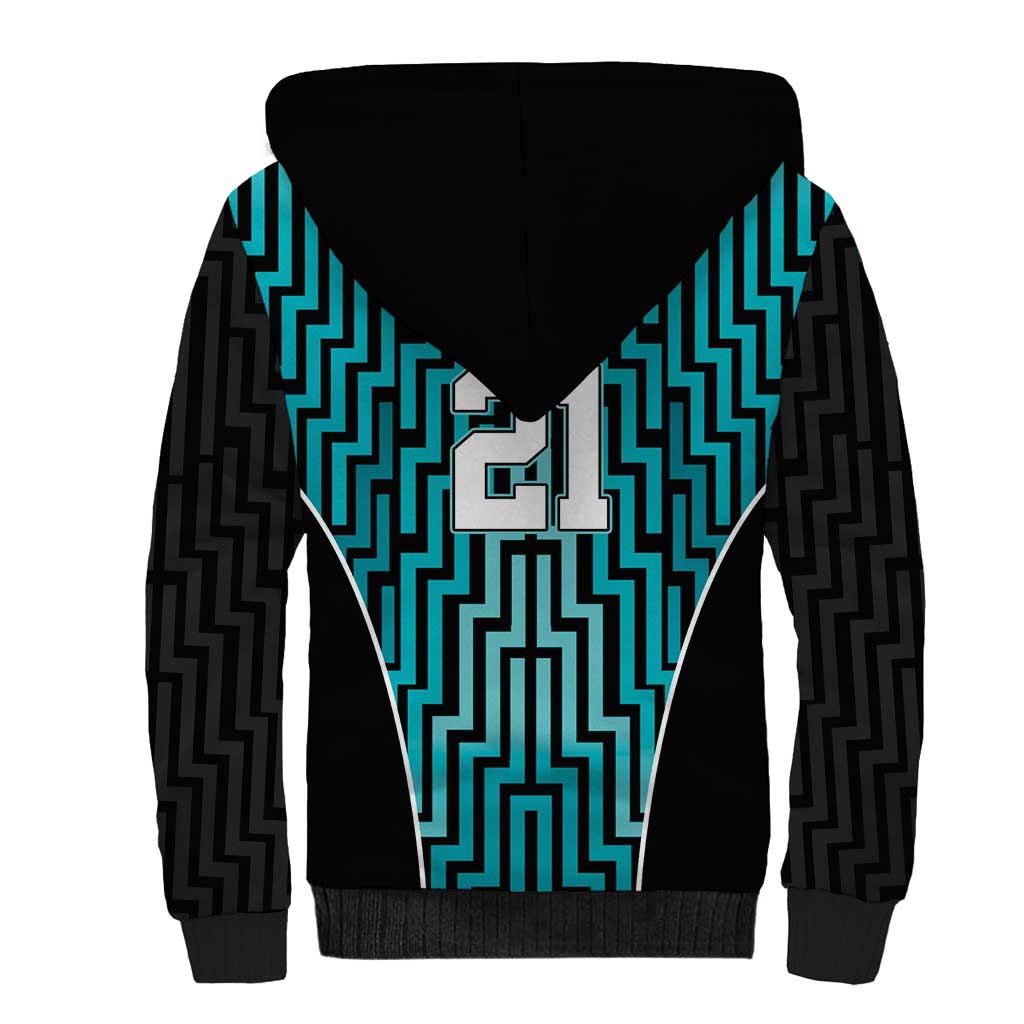 Custom Basketball New Zealand Sherpa Hoodie Teal Maori Ta Moko Indigenous - Polynesian Pride