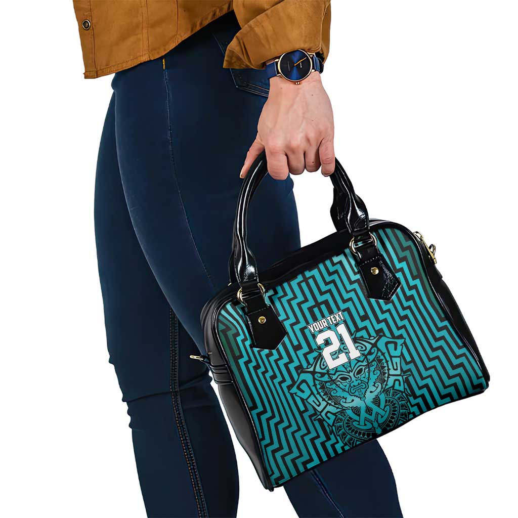 Custom Basketball New Zealand Shoulder Handbag Teal Maori Ta Moko Indigenous - Polynesian Pride