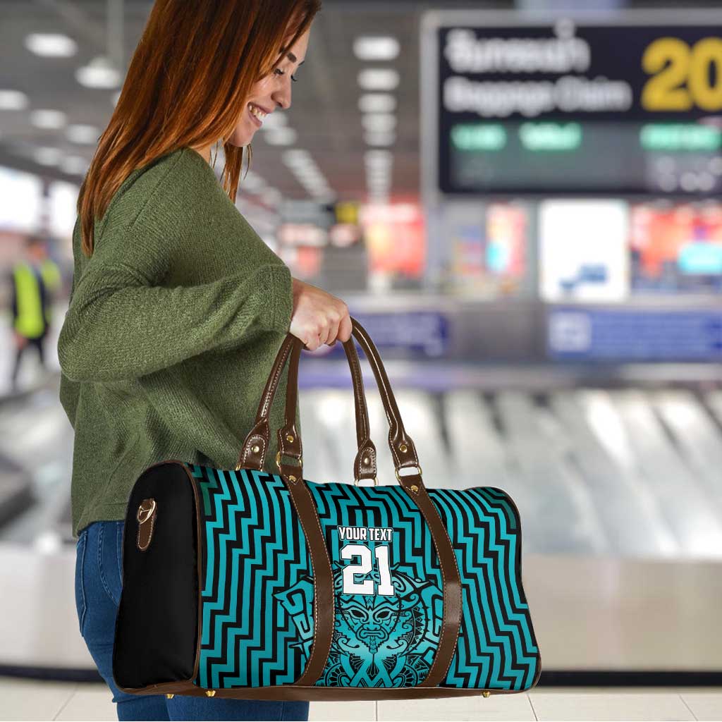 Custom Basketball New Zealand Travel Bag Teal Maori Ta Moko Indigenous - Polynesian Pride