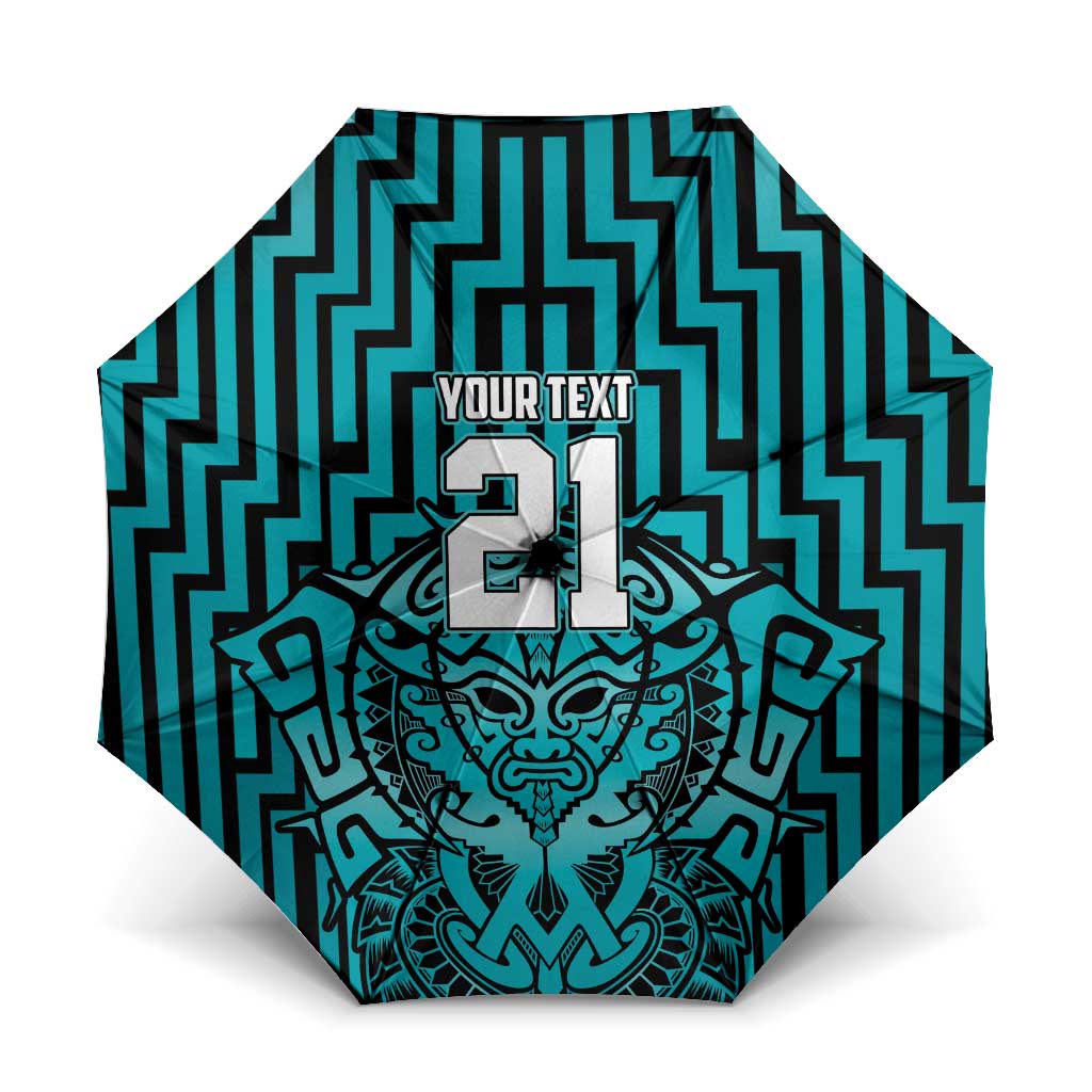 Custom Basketball New Zealand Umbrella Teal Maori Ta Moko Indigenous - Polynesian Pride