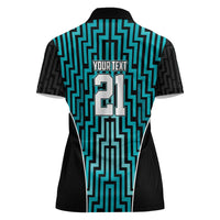 Custom Basketball New Zealand Women Polo Shirt Teal Maori Ta Moko Indigenous - Polynesian Pride