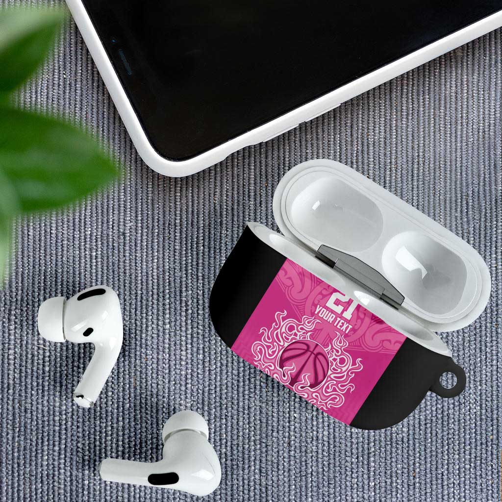 New Zealand Custom AirPods Case Fire Basketball Maori Tribal Pink - Polynesian Pride