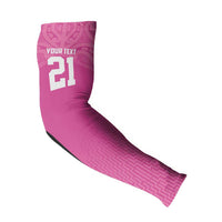 New Zealand Custom Arm Sleeves Fire Basketball Maori Tribal Pink - Polynesian Pride