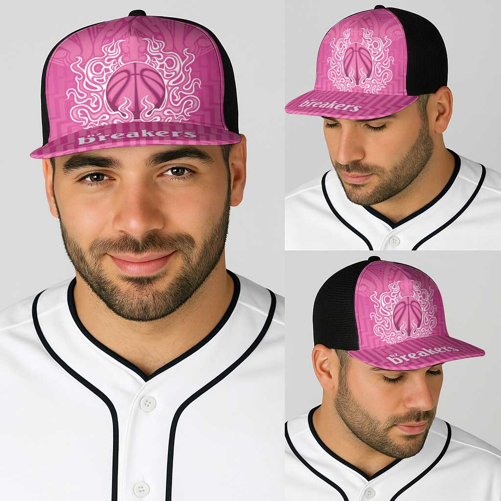 New Zealand Baseball Net Cap Fire Basketball Maori Tribal Pink - Polynesian Pride
