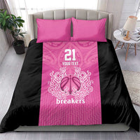 New Zealand Custom Bedding Set Fire Basketball Maori Tribal Pink - Polynesian Pride