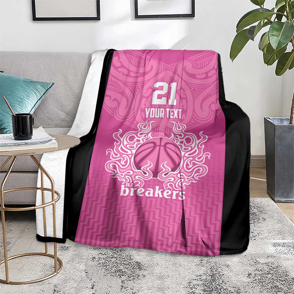 New Zealand Custom Blanket Fire Basketball Maori Tribal Pink - Polynesian Pride