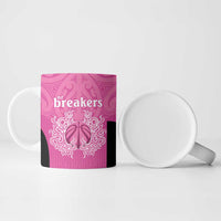 New Zealand Custom Ceramic Mug Fire Basketball Maori Tribal Pink - Polynesian Pride