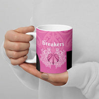 New Zealand Custom Ceramic Mug Fire Basketball Maori Tribal Pink - Polynesian Pride