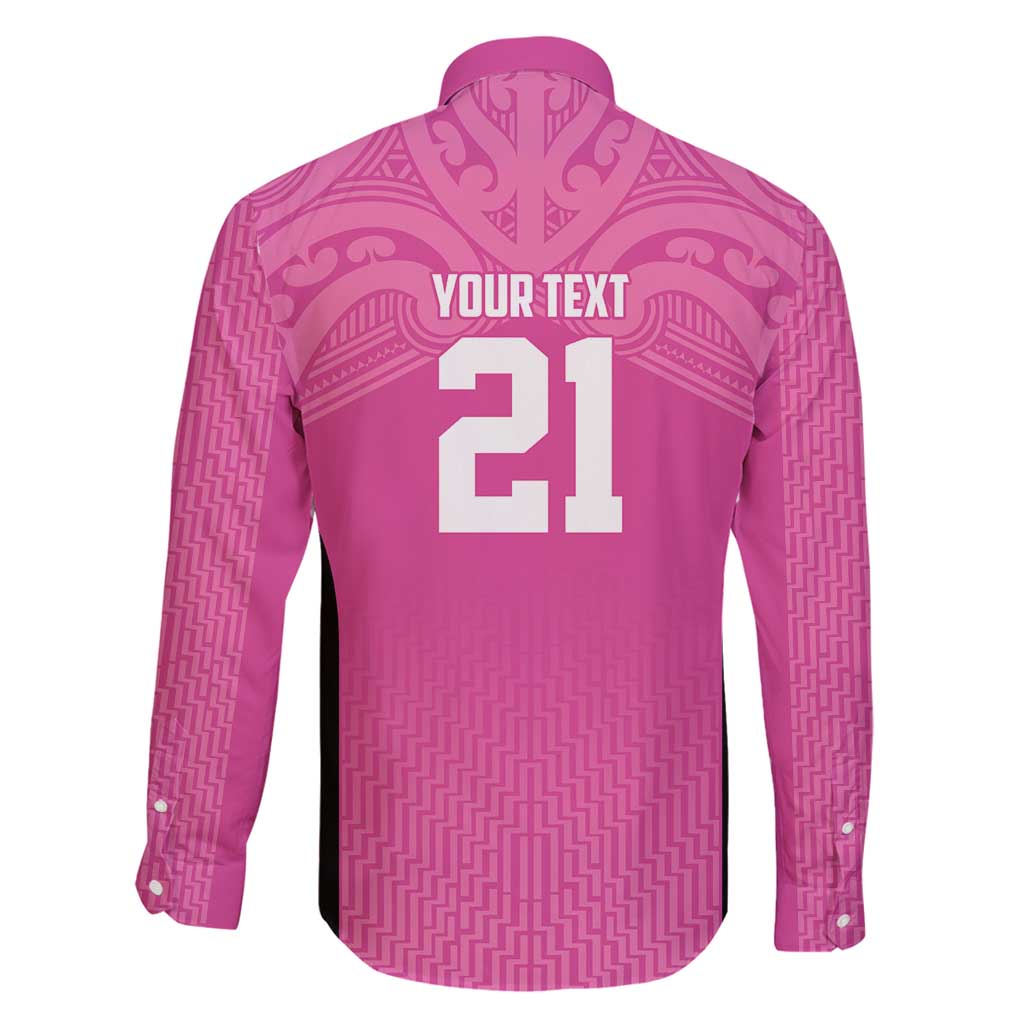 New Zealand Custom Family Matching Long Sleeve Bodycon Dress and Hawaiian Shirt Fire Basketball Maori Tribal Pink - Polynesian Pride