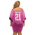 New Zealand Custom Family Matching Off Shoulder Short Dress and Hawaiian Shirt Fire Basketball Maori Tribal Pink - Polynesian Pride