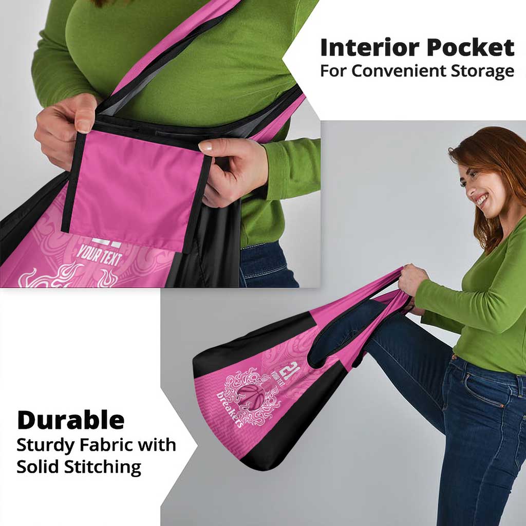 New Zealand Custom Grocery Bag Fire Basketball Maori Tribal Pink - Polynesian Pride