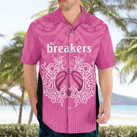 New Zealand Custom Hawaiian Shirt Fire Basketball Maori Tribal Pink - Polynesian Pride