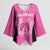 New Zealand Custom Kimono Sleeve Blouse Fire Basketball Maori Tribal Pink - Polynesian Pride
