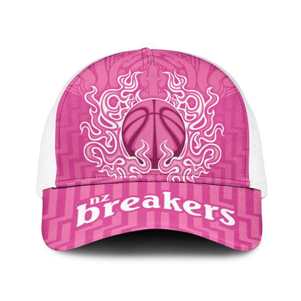 New Zealand Mesh Trucker Cap Fire Basketball Maori Tribal Pink - Polynesian Pride