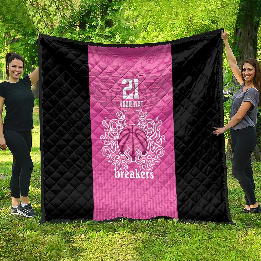 New Zealand Custom Quilt Fire Basketball Maori Tribal Pink - Polynesian Pride