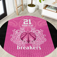 New Zealand Custom Round Carpet Fire Basketball Maori Tribal Pink - Polynesian Pride