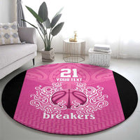 New Zealand Custom Round Carpet Fire Basketball Maori Tribal Pink - Polynesian Pride