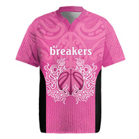 New Zealand Custom Rugby Jersey Fire Basketball Maori Tribal Pink - Polynesian Pride