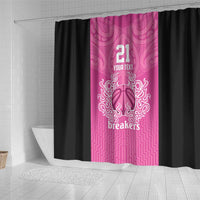 New Zealand Custom Shower Curtain Fire Basketball Maori Tribal Pink - Polynesian Pride