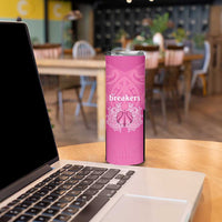 New Zealand Custom Skinny Tumbler Fire Basketball Maori Tribal Pink - Polynesian Pride