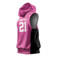 New Zealand Custom Sleeveless Hoodie Fire Basketball Maori Tribal Pink - Polynesian Pride