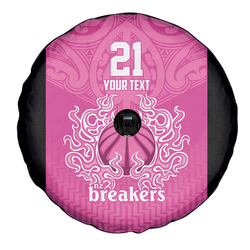 New Zealand Custom Spare Tire Cover Fire Basketball Maori Tribal Pink - Polynesian Pride