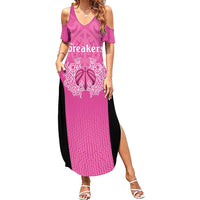 New Zealand Custom Summer Maxi Dress Fire Basketball Maori Tribal Pink - Polynesian Pride