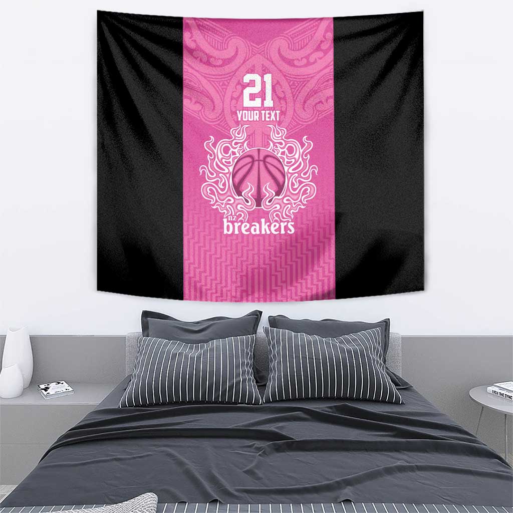 New Zealand Custom Tapestry Fire Basketball Maori Tribal Pink - Polynesian Pride