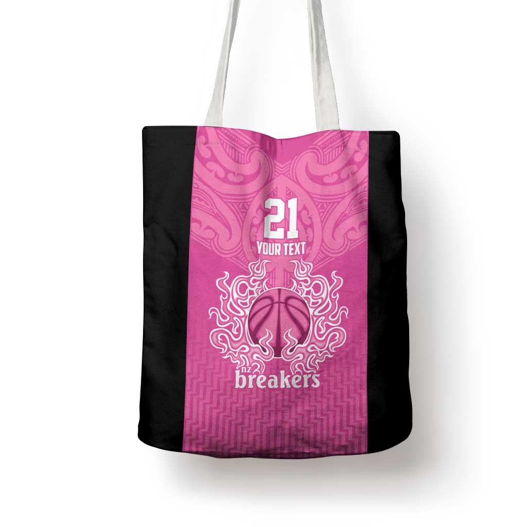 New Zealand Custom Tote Bag Fire Basketball Maori Tribal Pink - Polynesian Pride