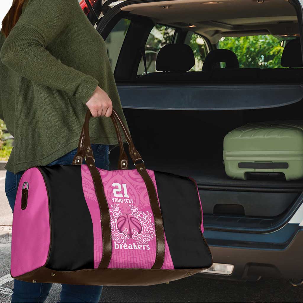 New Zealand Custom Travel Bag Fire Basketball Maori Tribal Pink - Polynesian Pride