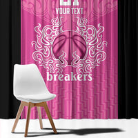 New Zealand Custom Window Curtain Fire Basketball Maori Tribal Pink - Polynesian Pride